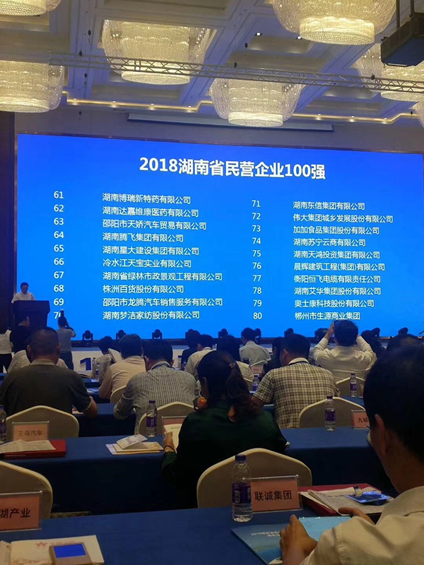 湖南省發(fā)布民營企業(yè)100強名單，天嬌榮膺63位
